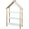 Alice's Garden Children's Bookcase, 3 Shelves And Roof - 79x28x130cm - Tobias - Natural Pine, White -Children's chairs Sales Store 45404857 1