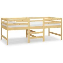 Mid-high Bed Solid Pinewood 90x200 Cm VidaXL