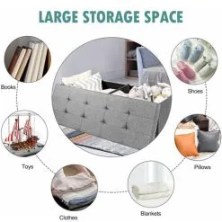 Costway Folding Storage Ottoman Bench Tufted Faux Leather Toy Box Foot Stool Bench Seat -Children's chairs Sales Store 50914407 3