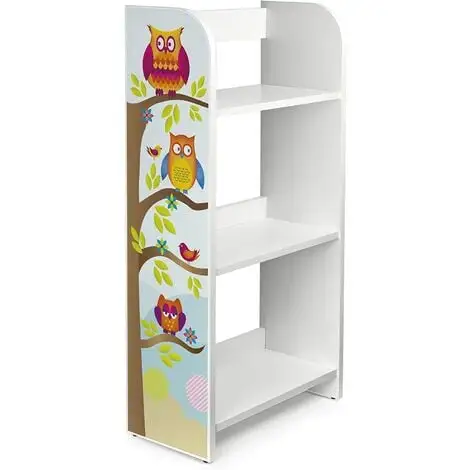 Leomark White Wooden Bookcase - 3 Shelves - Owls 3 Leomark White Wooden Bookcase - 3 Shelves - Owls