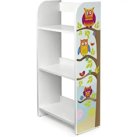 Leomark White Wooden Bookcase - 3 Shelves - Owls 4 Leomark White Wooden Bookcase - 3 Shelves - Owls - Image 2