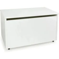 Leomark Large Wheeled Wooden Toy Box For With Stool Seat - White