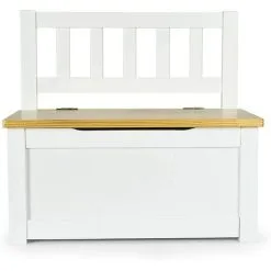 Leomark Wooden Toy Box With A Bench - Pola - WHITE/PINE -Children's chairs Sales Store 51194660 3