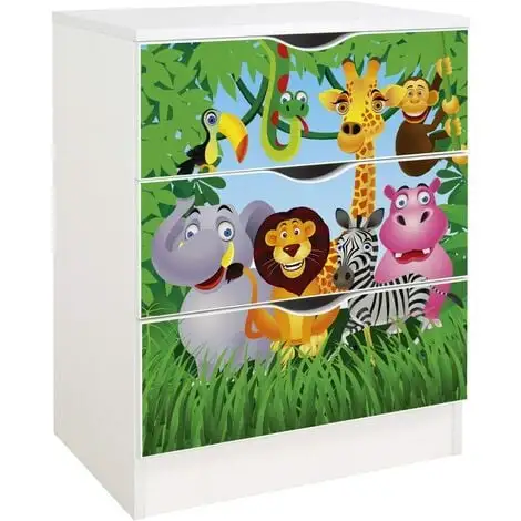 Leomark White Chest Of Drawers - ROMA - Jungle Animals 3 Leomark White Chest Of Drawers - ROMA - Jungle Animals