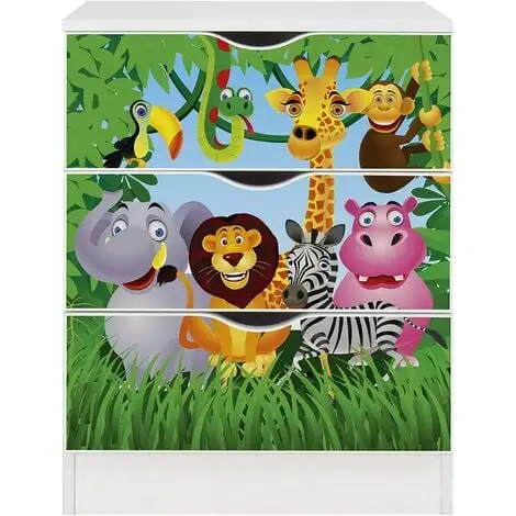 Leomark White Chest Of Drawers - ROMA - Jungle Animals 4 Leomark White Chest Of Drawers - ROMA - Jungle Animals - Image 2