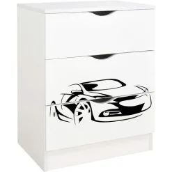 Leomark White Chest Of Drawers - ROMA - Racing Car