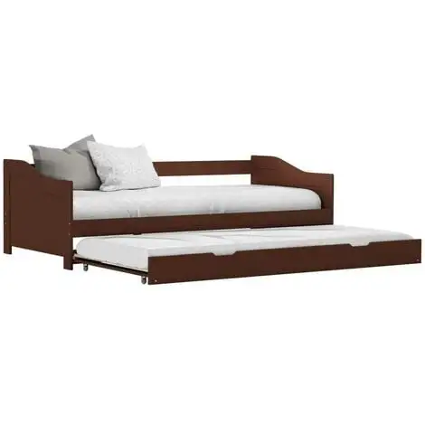 Topdeal Pull-out Sofa Bed Frame Dark Brown Pinewood 90x200 Cm VDTD24042 3 Topdeal Pull-out Sofa Bed Frame Dark Brown Pinewood 90x200 Cm VDTD24042