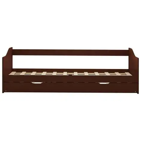Topdeal Pull-out Sofa Bed Frame Dark Brown Pinewood 90x200 Cm VDTD24042 5 Topdeal Pull-out Sofa Bed Frame Dark Brown Pinewood 90x200 Cm VDTD24042 - Image 3