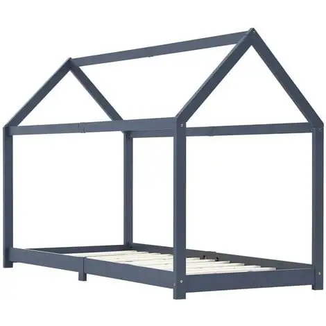 Topdeal Kids Bed Frame Grey Solid Pine Wood 70x140 Cm VDTD24206 4 Topdeal Kids Bed Frame Grey Solid Pine Wood 70x140 Cm VDTD24206 - Image 2