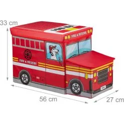 Relaxdays Children’s Storage Ottoman, Lidded Toy Box, Folding, Boys & Girls, Fire Truck Design, 50 Litres, Red 10 Relaxdays Children’s Storage Ottoman, Lidded Toy Box, Folding, Boys & Girls, Fire Truck Design, 50 Litres, Red -Children's chairs Sales Store 52548027 4