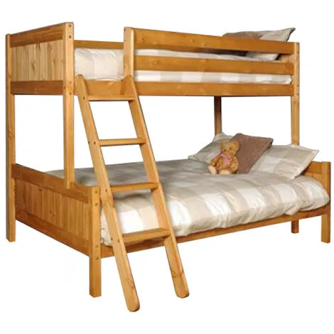 COMFY LIVING Wooden Triple Bunk Bed In Caramel 3 COMFY LIVING Wooden Triple Bunk Bed In Caramel