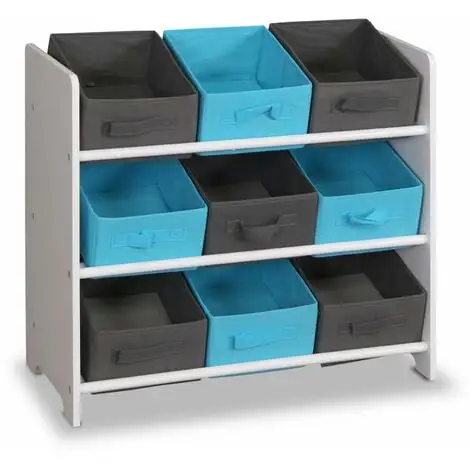 Alice's Garden Storage Combination With 9 Boxes For Kids Toy, 65x30x59.5cm - Camille - Grey And Blue 3 Alice's Garden Storage Combination With 9 Boxes For Kids Toy, 65x30x59.5cm - Camille - Grey And Blue