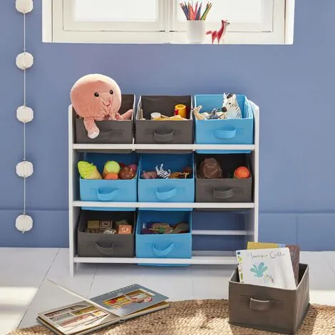 Alice's Garden Storage Combination With 9 Boxes For Kids Toy, 65x30x59.5cm - Camille - Grey And Blue 4 Alice's Garden Storage Combination With 9 Boxes For Kids Toy, 65x30x59.5cm - Camille - Grey And Blue - Image 2
