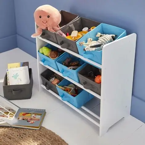Alice's Garden Storage Combination With 9 Boxes For Kids Toy, 65x30x59.5cm - Camille - Grey And Blue 5 Alice's Garden Storage Combination With 9 Boxes For Kids Toy, 65x30x59.5cm - Camille - Grey And Blue - Image 3
