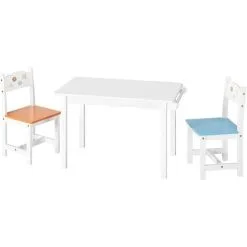 GIZCAM 3PCS Kids Table & Chair Set Children Wooden Furniture Toddler Drawing Desk