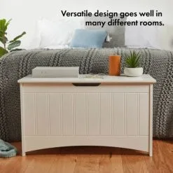 VonHaus Colonial Storage Box - White Spacious Panelled Storage Chest With Easy-Open Operation - Classic & Traditional - Portable & Compact Toy Box Storage Unit For Lounge Living Room Hallway & Bedroom -Children's chairs Sales Store 54925082 4