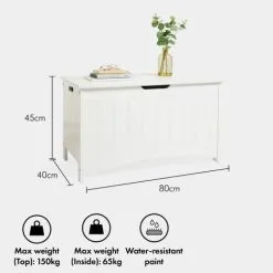 VonHaus Colonial Storage Box - White Spacious Panelled Storage Chest With Easy-Open Operation - Classic & Traditional - Portable & Compact Toy Box Storage Unit For Lounge Living Room Hallway & Bedroom -Children's chairs Sales Store 54925082 5