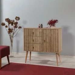 Vivense City Sideboard Cabinet Cupboard Storage Furniture Drawers & Doors Natural -Children's chairs Sales Store 54995712 5