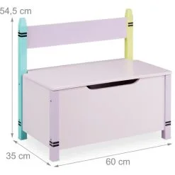 Relaxdays Children's Storage Bench, H X W X D: 54.5 X 60 X 35 Cm, MDF, Toy Chest With Lid, Multicoloured -Children's chairs Sales Store 58967154 4