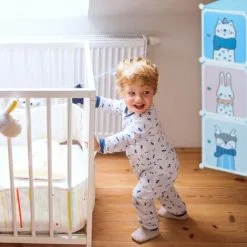 Relaxdays Plug-in Shelving Unit For Children, 2 Clothes Rods, Doors With Animals, HWD: 145x110x37 Cm, DIY Wardrobe, Blue 9 Relaxdays Plug-in Shelving Unit For Children, 2 Clothes Rods, Doors With Animals, HWD: 145x110x37 Cm, DIY Wardrobe, Blue -Children's chairs Sales Store 59394166 3