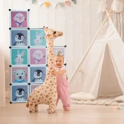 Relaxdays Plug-in Shelving Unit For Children, 8 Compartments, Doors With Animals, HWD: 145x109x37 Cm, DIY Storage, Black -Children's chairs Sales Store 59405406 3