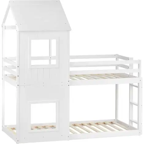 Abrihome 3FT Treehouse Bunk Bed, Cabin Bed Frame, Mid-Sleeper With Treehouse Canopy & Ladder (white) 4 Abrihome 3FT Treehouse Bunk Bed, Cabin Bed Frame, Mid-Sleeper With Treehouse Canopy & Ladder (white) - Image 2