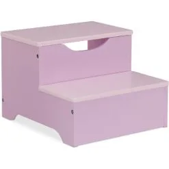 Relaxdays Kids Step Stool, 2 Steps, 25 X 33 X 36 Cm, Bathroom & Playroom, MDF, Stepstool For Sink & Toilet, Lilac/Pink