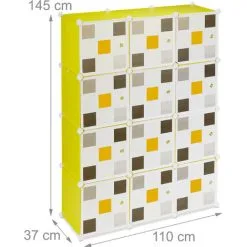 Relaxdays Shelving System, Plug-in Wardrobe, 8 Compartments, 2 Clothes Rods, HWD: 145 X 110 X 37cm, Multicoloured/Yellow 10 Relaxdays Shelving System, Plug-in Wardrobe, 8 Compartments, 2 Clothes Rods, HWD: 145 X 110 X 37cm, Multicoloured/Yellow -Children's chairs Sales Store 61322739 4
