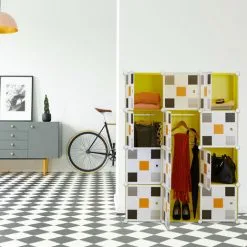 Relaxdays Shelving System, Plug-in Wardrobe, 8 Compartments, 2 Clothes Rods, HWD: 145 X 110 X 37cm, Multicoloured/Yellow 11 Relaxdays Shelving System, Plug-in Wardrobe, 8 Compartments, 2 Clothes Rods, HWD: 145 X 110 X 37cm, Multicoloured/Yellow -Children's chairs Sales Store 61322739 5