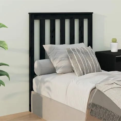Bed Headboard Black 81x6x101 Cm Solid Wood Pine VidaXL 4 Bed Headboard Black 81x6x101 Cm Solid Wood Pine VidaXL - Image 2