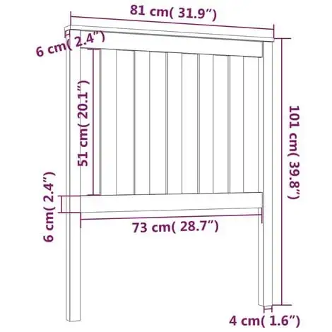 Bed Headboard Black 81x6x101 Cm Solid Wood Pine VidaXL 5 Bed Headboard Black 81x6x101 Cm Solid Wood Pine VidaXL - Image 3