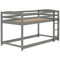 FYFAMILY Children Bunk Bed, Wooden Bed Frame, Sleeper Bedstead With Ladder And Safety Guardrail, For Kids Teenagers Bedroom 90 X 190 Cm Gray 9 FYFAMILY Children Bunk Bed, Wooden Bed Frame, Sleeper Bedstead With Ladder And Safety Guardrail, For Kids Teenagers Bedroom 90 X 190 Cm Gray -Children's chairs Sales Store 64695056 3