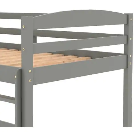 FYFAMILY Children Bunk Bed, Wooden Bed Frame, Sleeper Bedstead With Ladder And Safety Guardrail, For Kids Teenagers Bedroom 90 X 190 Cm Gray 6 FYFAMILY Children Bunk Bed, Wooden Bed Frame, Sleeper Bedstead With Ladder And Safety Guardrail, For Kids Teenagers Bedroom 90 X 190 Cm Gray - Image 4