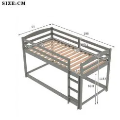 FYFAMILY Children Bunk Bed, Wooden Bed Frame, Sleeper Bedstead With Ladder And Safety Guardrail, For Kids Teenagers Bedroom 90 X 190 Cm Gray 11 FYFAMILY Children Bunk Bed, Wooden Bed Frame, Sleeper Bedstead With Ladder And Safety Guardrail, For Kids Teenagers Bedroom 90 X 190 Cm Gray -Children's chairs Sales Store 64695056 5