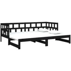 Pull-out Day Bed Black Solid Wood Pine 2x(90x190) Cm VidaXL 10 Pull-out Day Bed Black Solid Wood Pine 2x(90x190) Cm VidaXL -Children's chairs Sales Store 65444669 4
