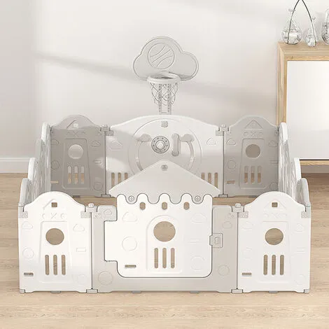 Livingandhome Folding Baby PlayPen Basketball Hoop Activity Center 4 Livingandhome Folding Baby PlayPen Basketball Hoop Activity Center - Image 2