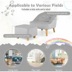 Gymax Kids Sofa Set And Ottoman Toddler Velvet Single Sofa Chair With Matching Stool 10 Gymax Kids Sofa Set And Ottoman Toddler Velvet Single Sofa Chair With Matching Stool -Children's chairs Sales Store 67900236 4