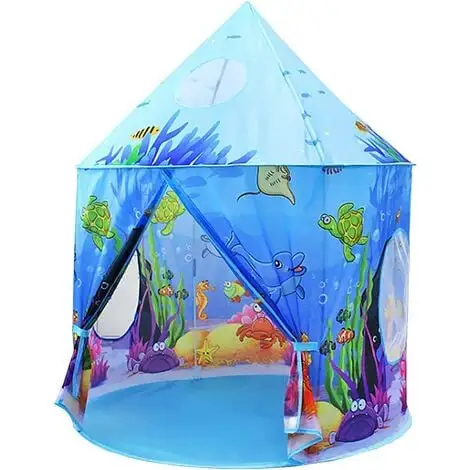 Tinor Kids Play Tents Ocean Blue Castle Children's Tent, Children's Teepee, Play Tent House, Baby Tent House, Baby Play House Garden Tent 3 Tinor Kids Play Tents Ocean Blue Castle Children's Tent, Children's Teepee, Play Tent House, Baby Tent House, Baby Play House Garden Tent