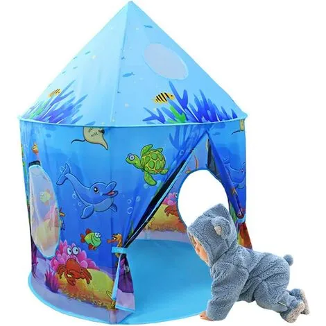 Tinor Kids Play Tents Ocean Blue Castle Children's Tent, Children's Teepee, Play Tent House, Baby Tent House, Baby Play House Garden Tent 4 Tinor Kids Play Tents Ocean Blue Castle Children's Tent, Children's Teepee, Play Tent House, Baby Tent House, Baby Play House Garden Tent - Image 2