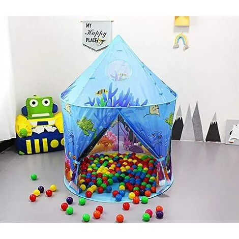 Tinor Kids Play Tents Ocean Blue Castle Children's Tent, Children's Teepee, Play Tent House, Baby Tent House, Baby Play House Garden Tent 6 Tinor Kids Play Tents Ocean Blue Castle Children's Tent, Children's Teepee, Play Tent House, Baby Tent House, Baby Play House Garden Tent - Image 4