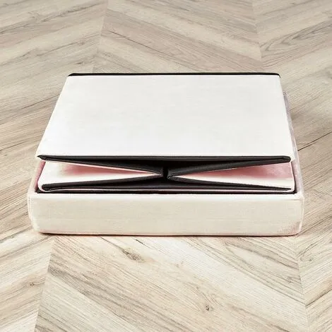 Home Source Square Folding Ottoman Velvet Blush Chest Storage Space Saving Bedding Box 6 Home Source Square Folding Ottoman Velvet Blush Chest Storage Space Saving Bedding Box - Image 4