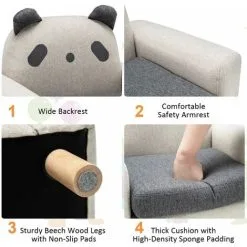 Costway Kids Sofa Children Armrest Chair Animal Pattern Solid Construction Thick Cushion -Children's chairs Sales Store 71406103 4