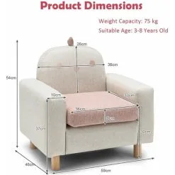Costway Kids Sofa Children Armrest Chair Animal Pattern Solid Construction Thick Cushion -Children's chairs Sales Store 71406120 3
