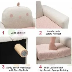 Costway Kids Sofa Children Armrest Chair Animal Pattern Solid Construction Thick Cushion -Children's chairs Sales Store 71406120 4