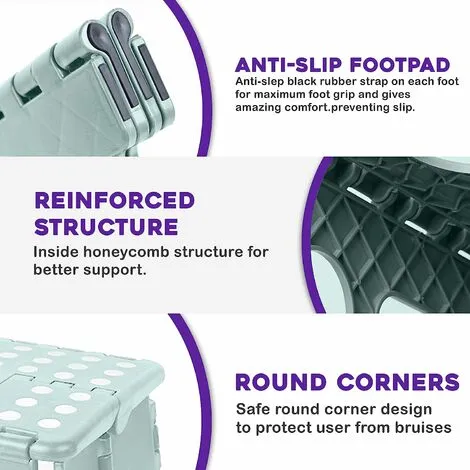 MODOU 9" Folding Step Stool Non-Skid, Slip-Resistant Lightweight Design Folding Stool 300-Pound Capacity Foam 4 MODOU 9" Folding Step Stool Non-Skid, Slip-Resistant Lightweight Design Folding Stool 300-Pound Capacity Foam - Image 2