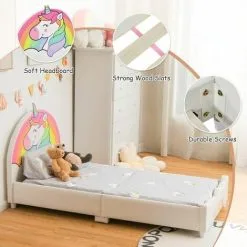 Costway Single KIds Bed Toddler Upholstered Sleeping Bed Frame Soft Headboard Footboard -Children's chairs Sales Store 71981628 3