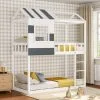 Livingandhome Modern Bunk Bed Slatted Board House Shaped 1 Livingandhome Modern Bunk Bed Slatted Board House Shaped -Children's chairs Sales Store 74461233 1