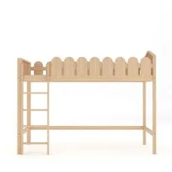 Livingandhome Pine Wood Loft Bed For Kids Room With Fence Rails 9 Livingandhome Pine Wood Loft Bed For Kids Room With Fence Rails -Children's chairs Sales Store 74461237 3
