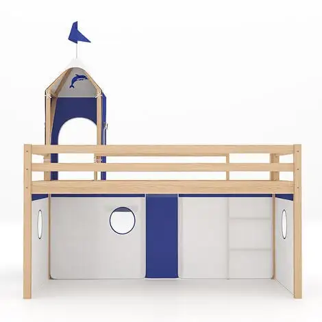 Livingandhome Castle Pine Wood Loft Bed With Slide And Tent 5 Livingandhome Castle Pine Wood Loft Bed With Slide And Tent - Image 3
