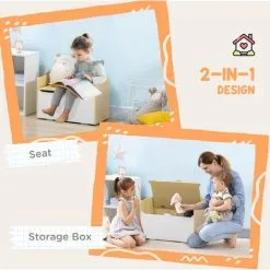 HOMCOM Toy Box Storage Bench Kids Toy Chest W/ Lid Pressure Rod - White 10 HOMCOM Toy Box Storage Bench Kids Toy Chest W/ Lid Pressure Rod - White -Children's chairs Sales Store 74702670 4